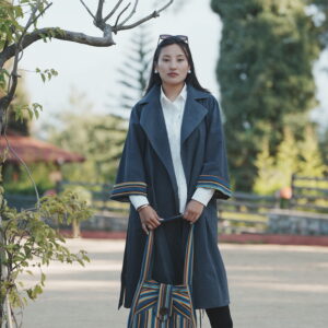 Women’s Long Textured Double-Breasted Trench Coat
